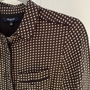 Madewell Silk Cinema Shirt Dress in Houndstooth
